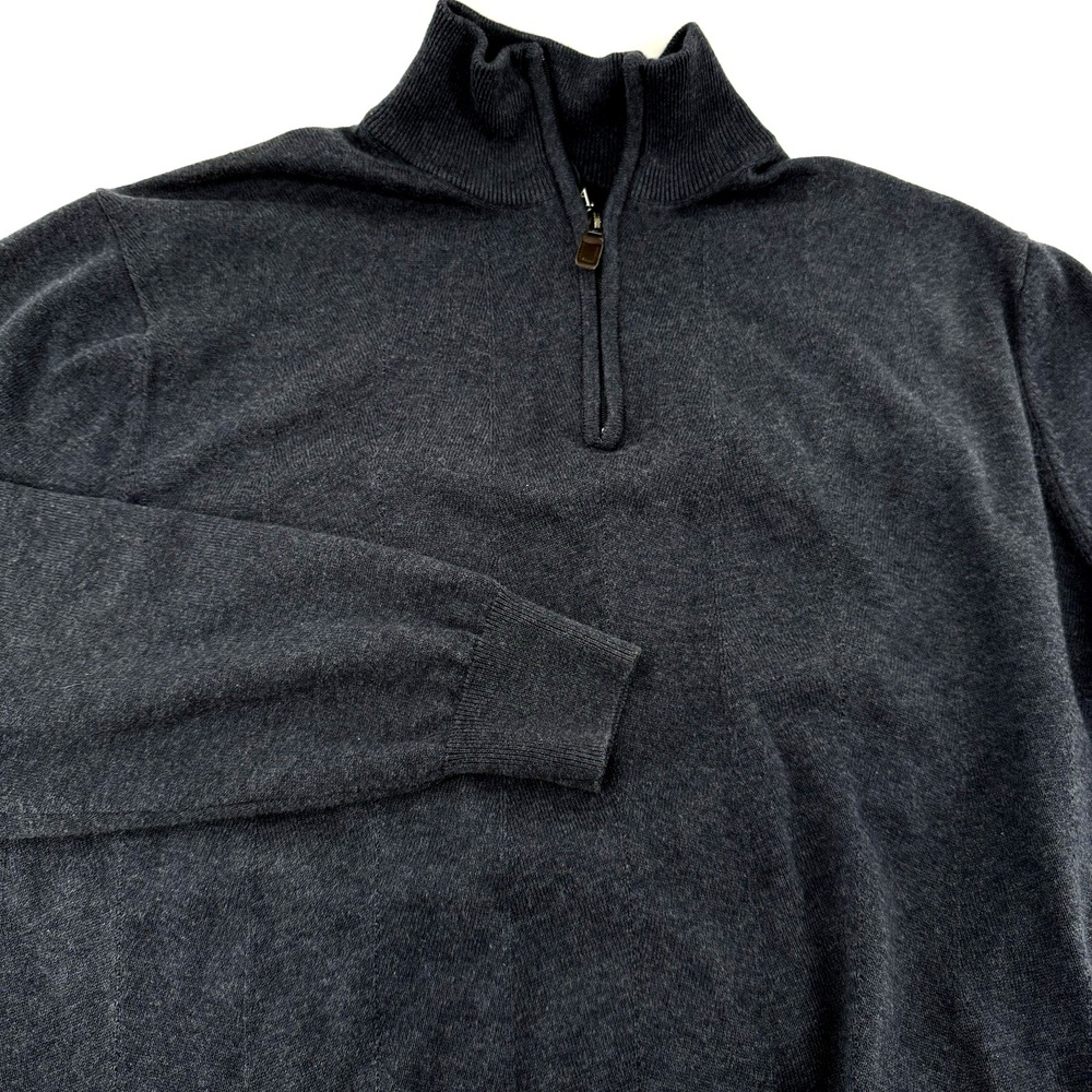 Jos. A. Bank 1/4 Zip Sweater Mens M Signature Collection Pima Cotton Blue Knit